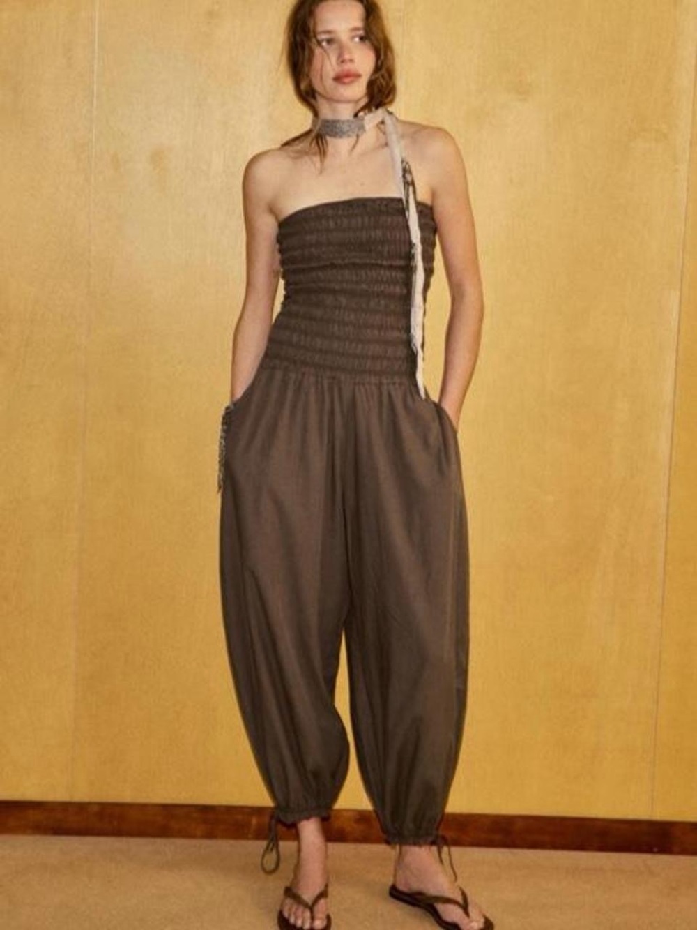 ZARA RUSTIC RUFFLED JUMPSUIT